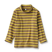 [MUJI無印良品]幼兒有機棉起毛針織半高領長袖T恤 80 棕橫紋
