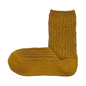 [MUJI無印良品]女棉混麻花織紋直角襪 23~25cm 芥黃
