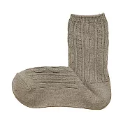 [MUJI無印良品]女棉混麻花織紋直角襪 23~25cm 摩卡棕