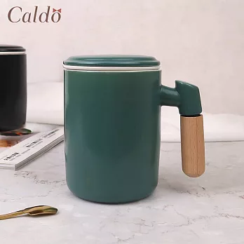 【Caldo卡朵生活】就是愛喝茶木柄獨享泡茶杯 350ml 藍綠
