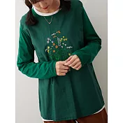 【慢。生活】手繪風花盆刺繡休閒T恤 10351　 FREE 綠色