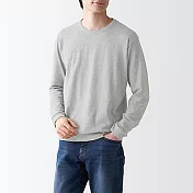 [MUJI無印良品]男有機棉節紗天竺長袖T恤 L 灰色