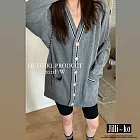 【Jilli~ko】學院風V領開扣針織外套 h1811　 FREE 灰色