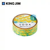 【KING JIM】HITOTOKI SODA 透明PET卷狀膠帶 15MM 紅花 CMT15-010