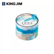 【KING JIM】HITOTOKI SODA 透明PET卷狀膠帶 30MM 水彩 CMT30-009