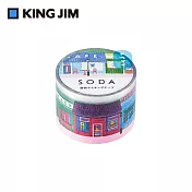 【KING JIM】HITOTOKI SODA 透明PET卷狀膠帶 30MM 街道景象 CMT30-010