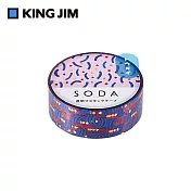 【KING JIM】HITOTOKI SODA 透明PET卷狀膠帶 箔押款 15MM 圖案 CMTH15-002