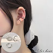 【卡樂熊】氣質簡約三件套造型耳骨夾/耳環(兩色)- 銀色