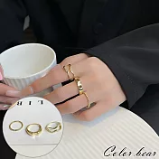【卡樂熊】簡約輕奢設計感三件套造型戒指(兩色)- 金色