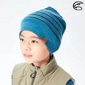 ADISI 童 美麗諾雙層針織保暖帽 AH21044 / 城市綠洲 (帽子 毛帽 針織帽 保暖帽) 土耳其藍/煙灰