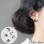 【卡樂熊】S925銀針時尚感簡約圓圈造型耳環/耳扣(兩色)- 槍黑色
