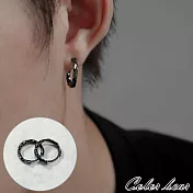 【卡樂熊】S925銀針簡約循環造型耳環/耳扣(三色)- 黑色