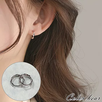 【卡樂熊】S925銀針簡約循環造型耳環/耳扣(三色)- 銀色