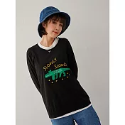 【慢。生活】鱷魚貼布前短後長寬版休閒T恤 10650  FREE 黑色