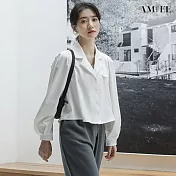 【AMIEE】設計感西裝領襯衫(KDT-2779) S 白色