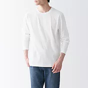 [MUJI無印良品]男有機棉水洗天竺圓領長袖T恤 XL 白色