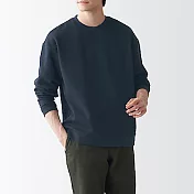 [MUJI無印良品]男有機棉混二重織長袖T恤 M 暗藍