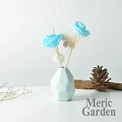 【Meric Garden】滿室幽香藤枝花香蝶舞菱形瓷瓶擴香組30ml_ 蔚藍色