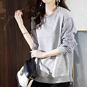 【MsMore】韓版寬鬆設計感俏佳人拼接棉上衣#111865- L 灰