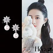 【Hera 赫拉】閃亮雪花珍珠鑽石S925銀針耳飾 H111021608 雪花白