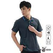 【遊遍天下】MIT台灣製男款吸濕排汗抗UV機能POLO衫(GS1001) M 深灰藍