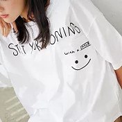 【KT】微笑口袋寬版棉質T恤 9827　 FREE 白色