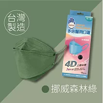 【多倍】KF94_4D醫用立體口罩-台灣製 (10片x1盒) 挪威森林綠