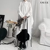 【AMIEE】時髦設計感寬鬆襯衫+裙子兩件套(KDA-9975) S 白色兩件套