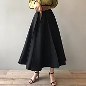 【言】高腰赫本式大擺拼接傘裙(2色)     M 黑色
