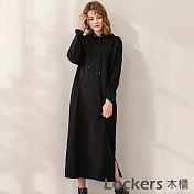 【Lockers 木櫃】春秋日系連帽顯瘦連衣裙-2色 L111022208 黑色