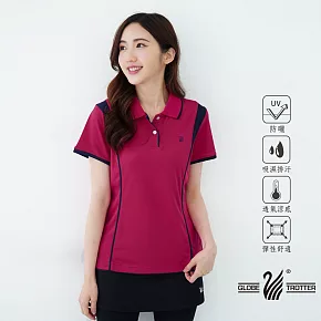 【遊遍天下】MIT台灣製女款顯瘦抗UV吸濕排汗機能POLO衫(GS1010) M 紫紅