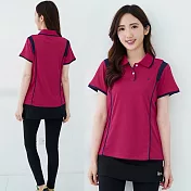 【遊遍天下】MIT台灣製女款顯瘦抗UV吸濕排汗機能POLO衫(GS1010) 3XL 紫紅