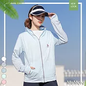 【MsMore】夏季日式防曬防紫外線冰絲提花薄款透氣連帽外套#111973- F 藍