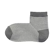 [MUJI無印良品]女棉混足口寬鬆舒適橫紋直角短襪 23~25cm 灰棕橫紋