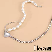【Hera 赫拉】韓版拼接鏈條愛心頸鍊 H111031104 銀色