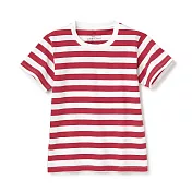 【MUJI 無印良品】兒童有機棉天竺橫紋短袖T恤 110 紅橫紋