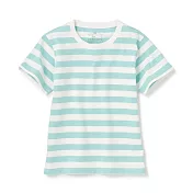 【MUJI 無印良品】兒童有機棉天竺橫紋短袖T恤 110 薄荷綠橫紋