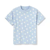 【MUJI 無印良品】兒童有機棉節紗天竺短袖T恤 110 淺藍紋樣