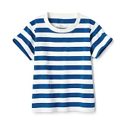 【MUJI 無印良品】幼兒有機棉天竺橫紋短袖T恤 80 水藍紋樣