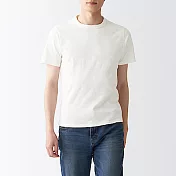 [MUJI無印良品]男有機棉節紗天竺圓領短袖T恤 XS 柔白