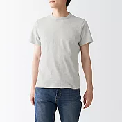 [MUJI無印良品]男有機棉節紗天竺圓領短袖T恤 XS 淺灰