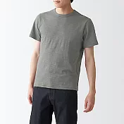 [MUJI無印良品]男有機棉節紗天竺圓領短袖T恤 XS 灰白