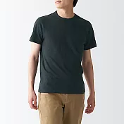 [MUJI無印良品]男有機棉節紗天竺圓領短袖T恤 M 黑色
