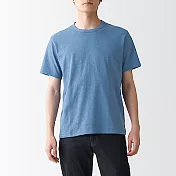 [MUJI無印良品]男有機棉節紗天竺圓領短袖T恤 XL 藍色