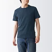 [MUJI無印良品]男有機棉節紗天竺圓領短袖T恤 XS 暗藍