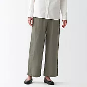 [MUJI無印良品]女法國亞麻直筒褲 S 煙燻綠