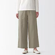 [MUJI無印良品]女法國亞麻直筒褲 S 灰棕