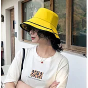 韓版假雙層帽簷防曬漁夫帽  (黃)