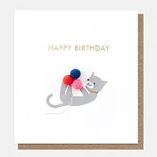 Caroline Gardner 英國進口絨球生日賀卡- 玩耍的貓