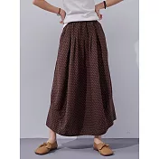 【慢。生活】日系點點雙層棉料花苞長裙 12992  FREE 咖色